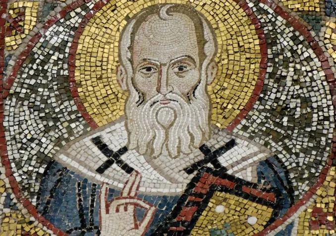 Saint Grégoire de Nazianze, mosaïque du XIIe siècle, à la Martorana, à Palerme, Sicile. ©Jastrow, CC BY 2.5 Wikimedia Commons