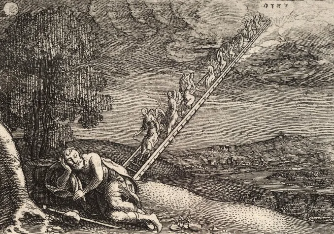 Gravure de Wenceslaus Hollar (1607–1677) représentant l'échelle de Jacob ©Public domain, via Wikimedia Commons