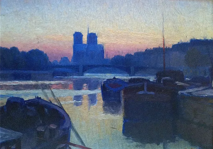 Notre-Dame au crépuscule, tableau de Charles Guilloux, ~1898 ©Wikimedia Commons