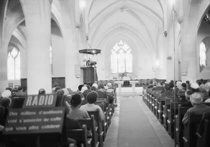 Culte radio à l'église d'Orbe, 19 mai 1963 ©Edipresse/Jean-Pierre Grisel