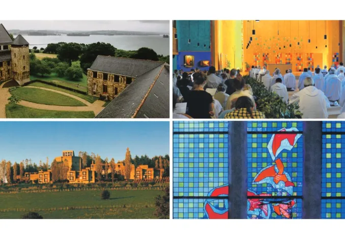 Haut: Abbaye Saint-Guénolé, Taizé / Bas: Carmel de Paix, Abbaye de la Fille-Dieu ©DR