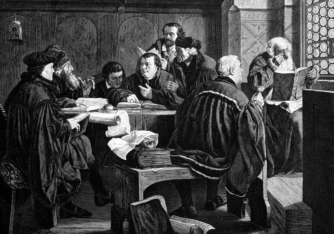 Luther explique la Bible, illustration du 19e siècle ©iStock