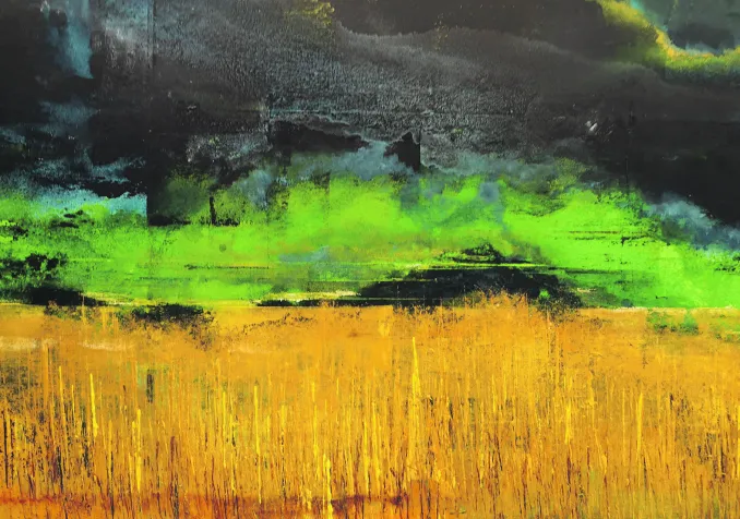 C’est un tableau qu’il a peint lui-même que le pasteur Armin Kressmann vous propose comme support à la méditation et à la prière. L’Ukraine, le pain quotidien, 24 février 2022. © Armin Kressmann