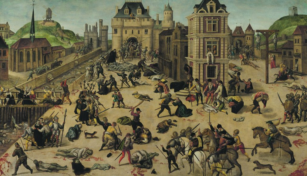 François Dubois, Le Massacre de la Saint-Barthélemy, vers 1572 – 1584. Huile sur bois, 93,5 x 154,1 cm. Musée cantonal des beaux-arts de Lausanne. Don de la Municipalité de Lausanne, 1862. François Dubois, Le Massacre de la Saint-Barthélemy, vers 1572 – 1584. Huile sur bois, 93,5 x 154,1 cm. Musée cantonal des beaux-arts de Lausanne. Don de la Municipalité de Lausanne, 1862. / © MCBA