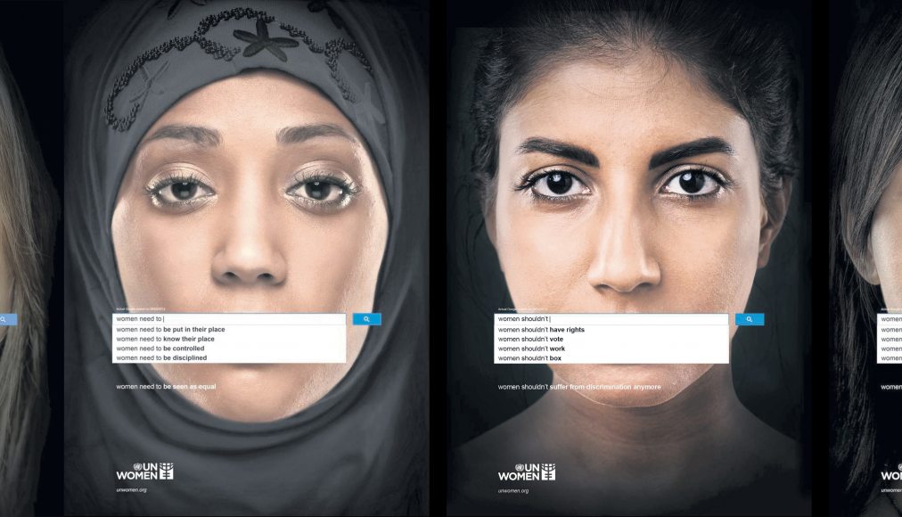 Intelligence artificielle En 2013, une campagne d’ONU Femmes contre le sexisme utilise de véritables propositions de recherche Google pour révéler la discrimination, le déni, le rejet dont les femmes font toujours l’objet au XXIe siècle. Source: www.pin.fo/onufemmes / © UNWomen.org
