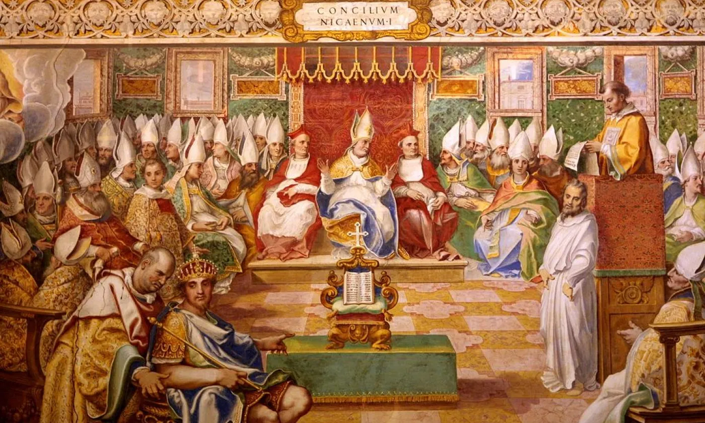 Le Concile de Nicée en 325, fresque de Giovanni Guerra (1590) dans la chapelle Sistine au Vatican ©Domaine public, Wikimedia Commons