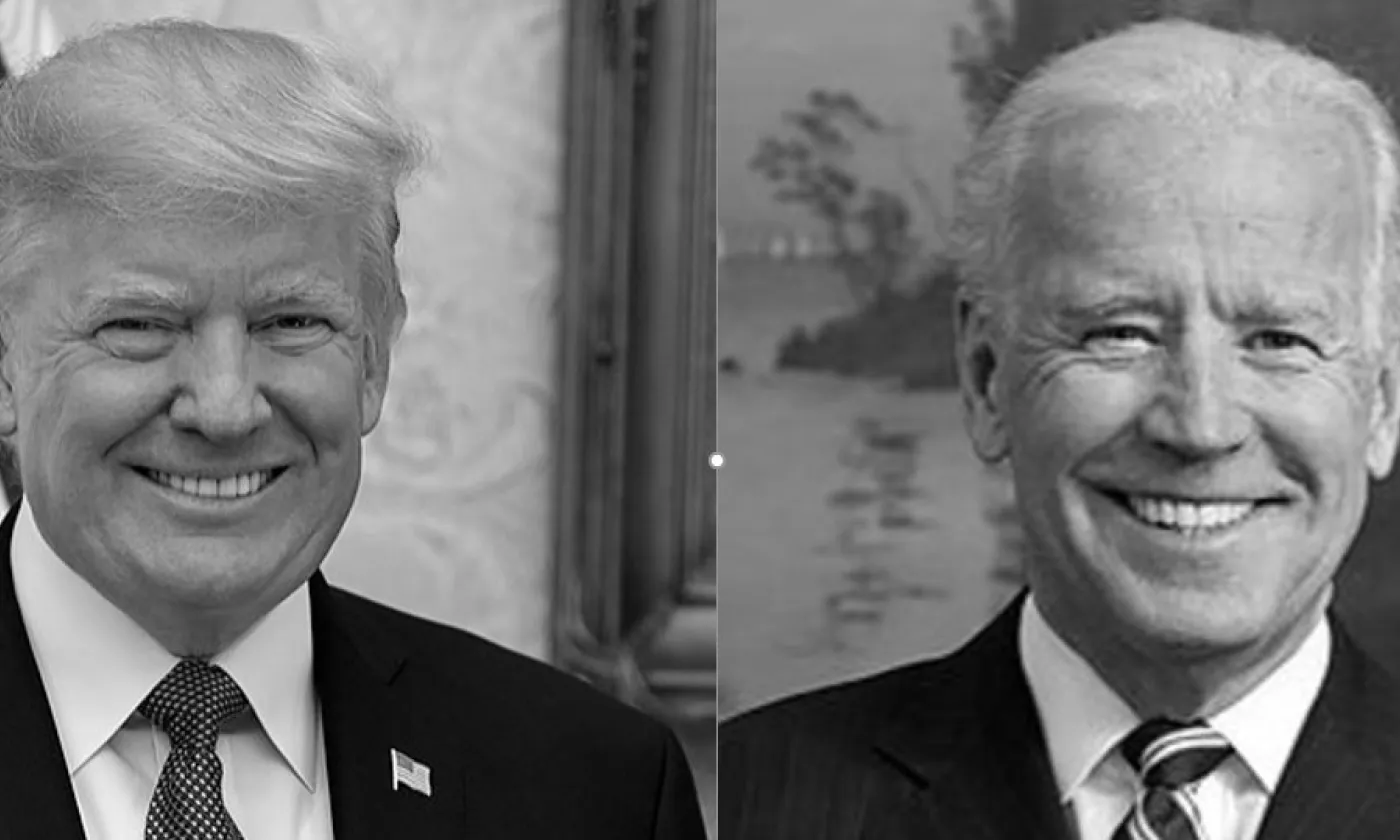 Donald Trump & Joe Biden ©Flikr/Andrea Widburg (d'après les portraits officiels publiés sur WIkipedia)