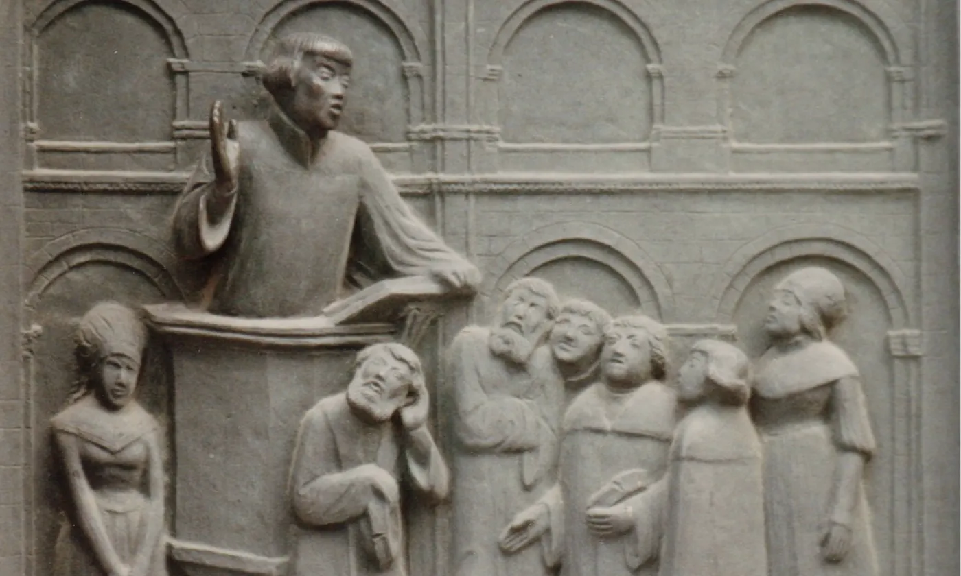 Représentation d'Ulrich Zwingli en chaire à la Grossmünster de Zurich par Otto Munch © CC Rebecca Kennison / Wikimedia Commons (extrait)