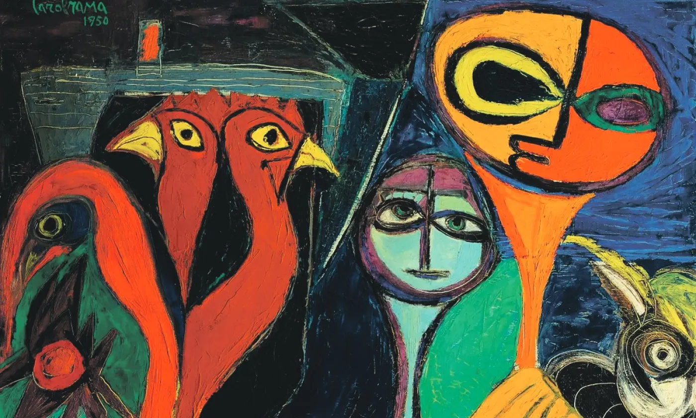 Sans titre, Carol Rama, 1950. Huile sur toile, 80 x 100 cm, collection privée, Turin. ©Gabriele Gaidano, Turin