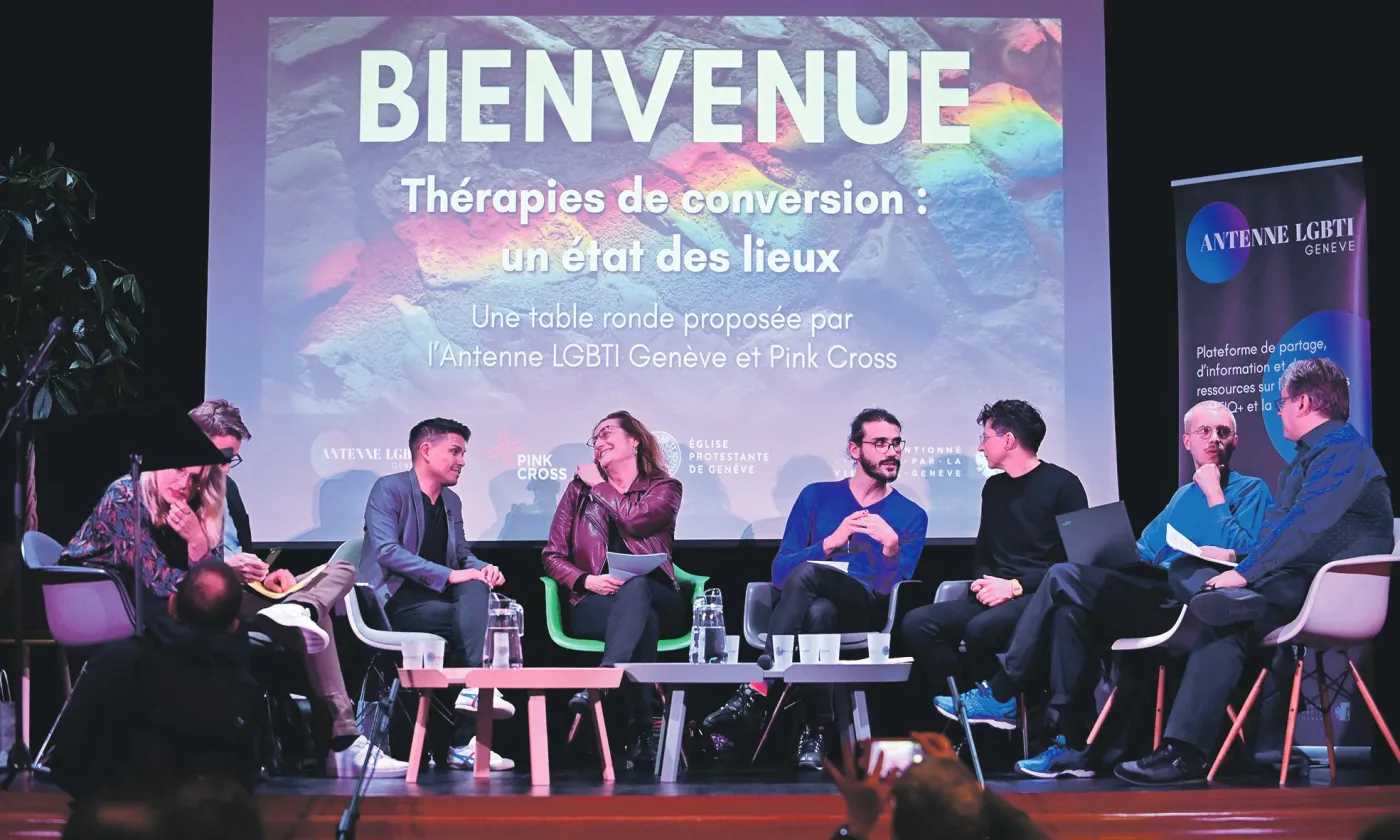 Avant le colloque lausannois, une table ronde de l’Antenne LGBTI de Genève soulevait déjà le problème de ces «thérapies» en novembre 2022. © Alain Grosclaude