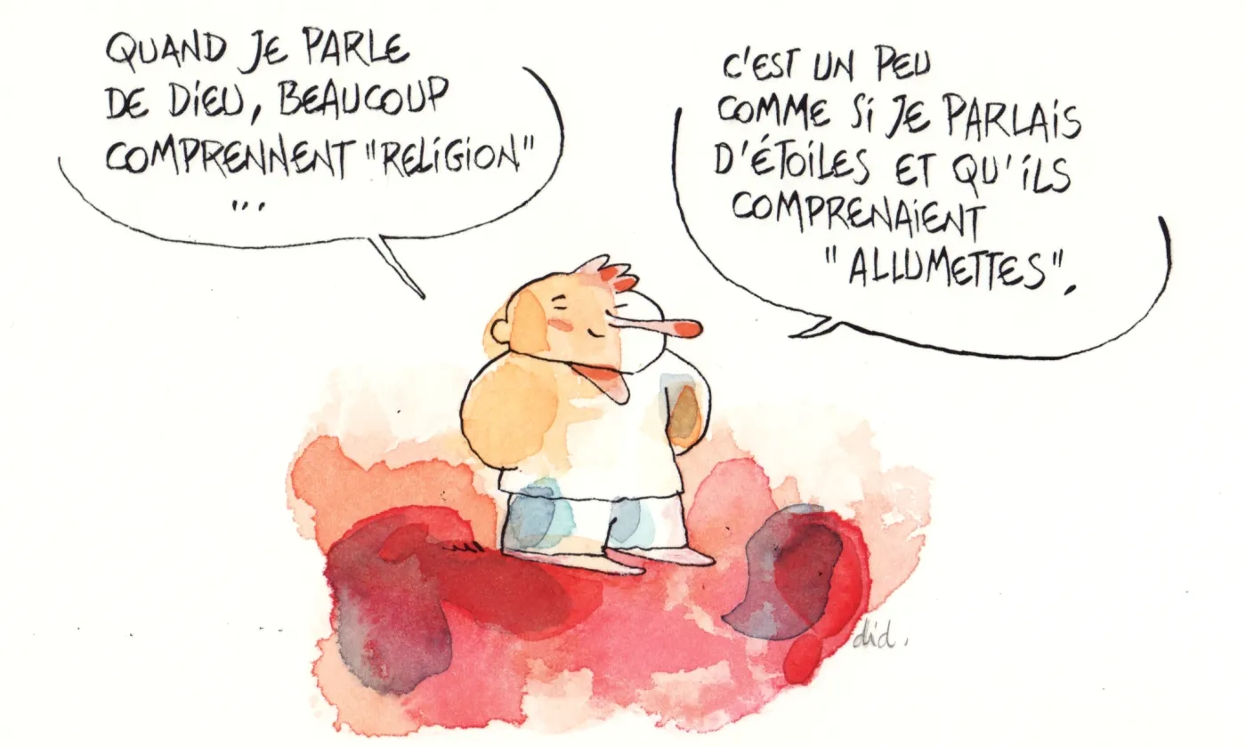 Dessin de Didier Milotte, exposition de dessins de presse «Dieu est-il humour?» ©D. Milotte