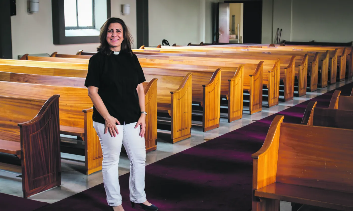 Rima Nasrallah, pasteure au centre de Beyrouth. © Sophie Woeldgen