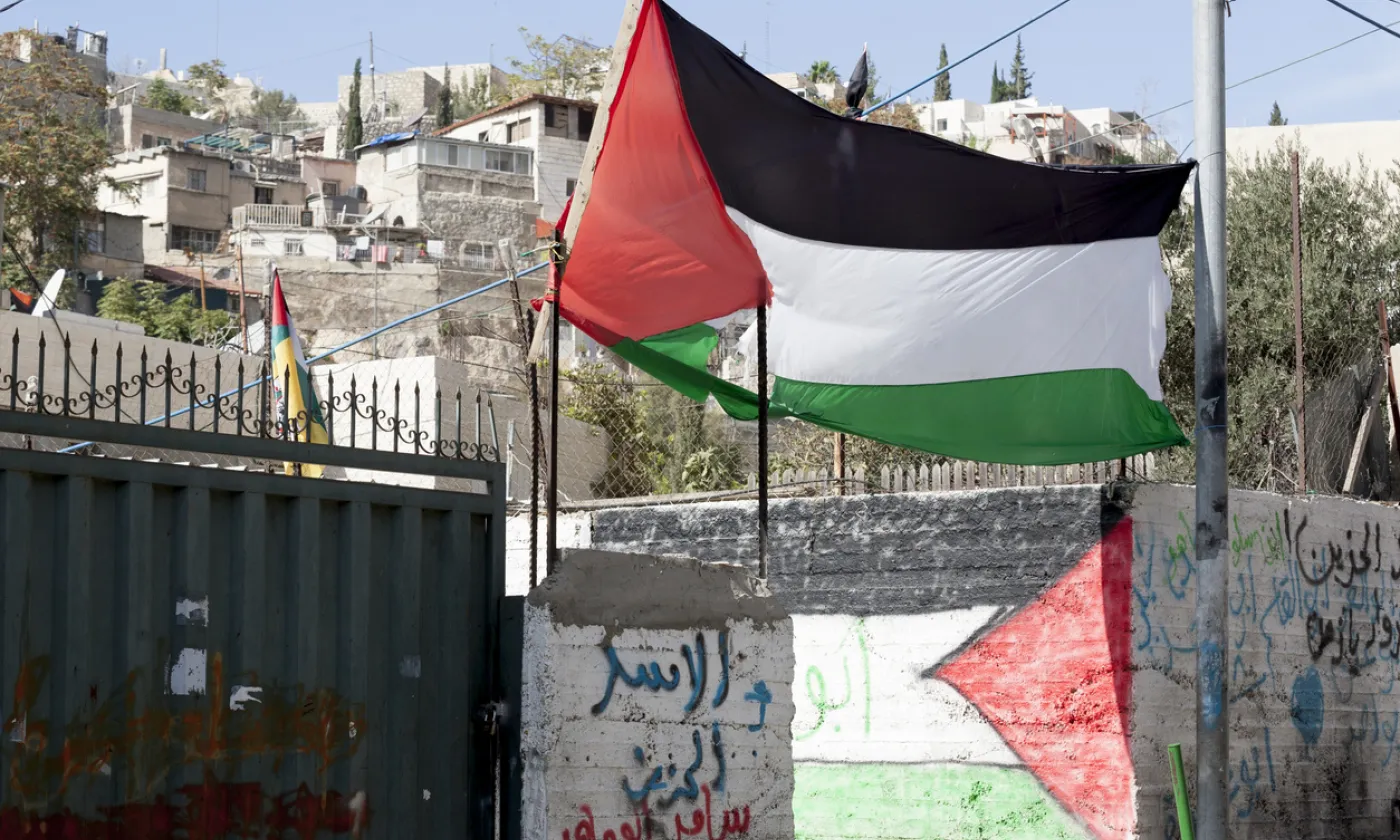 Drapeau palestinien à Silwa, quartier de Jérusalem où réside une majorité de citoyens arabes ©iStock/DZarzycka