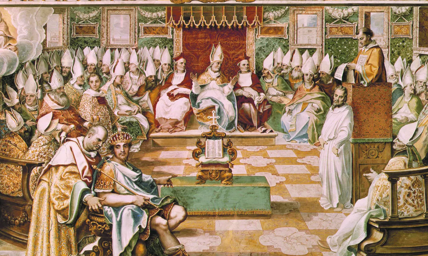 Tableau de Cesar Nebbia (vers 1560). Ouverture du concile de Nicée. L’empereur Constantin est au premier plan. ©Libre de droits