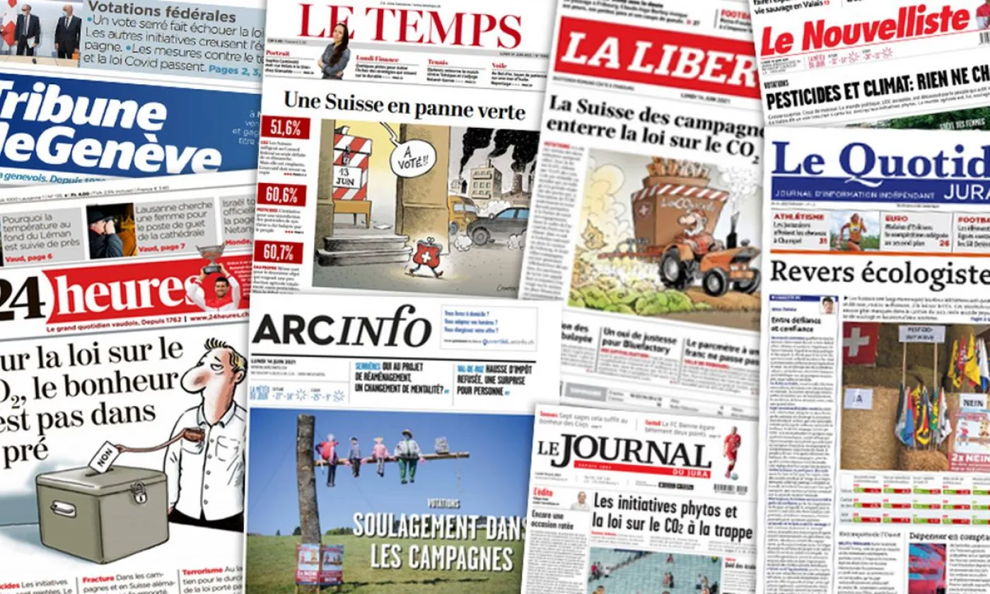 Coupures de presse sur le rejet de la loi CO2