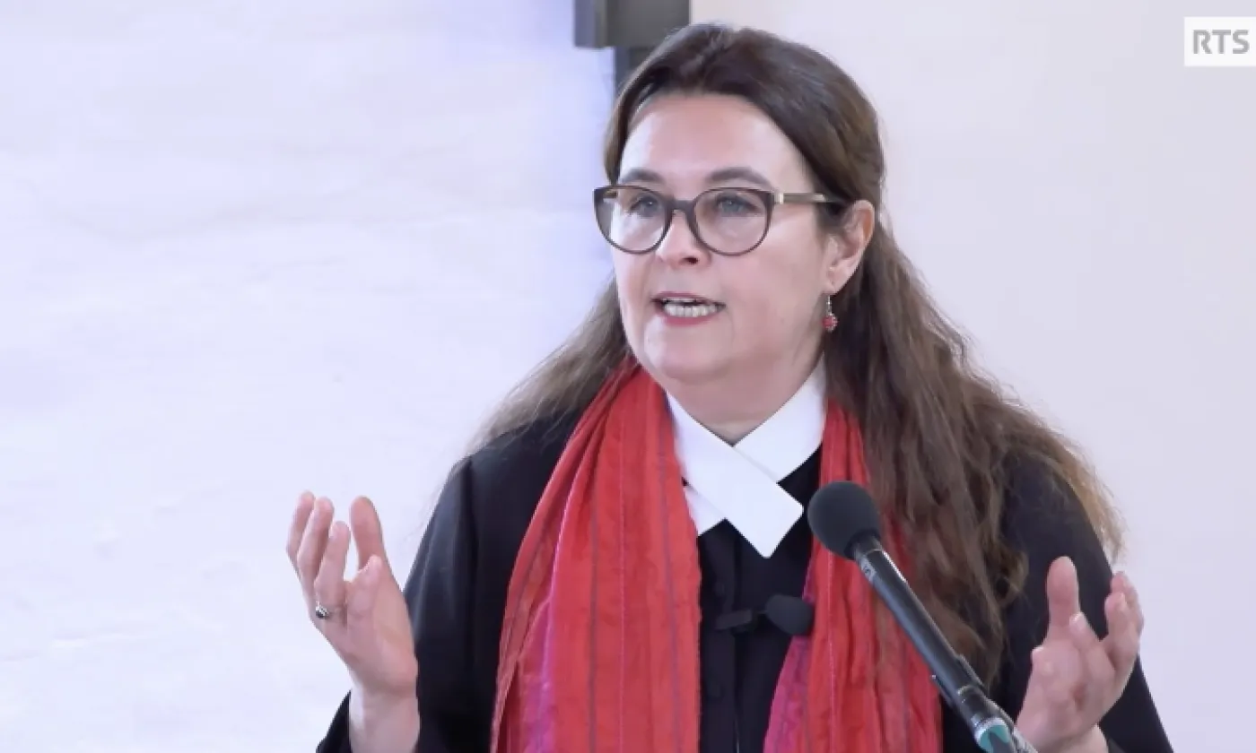 Liliane Gujer, pasteure à Bévilard. Culte radio filmé du 26 mars 2023. (©DR)